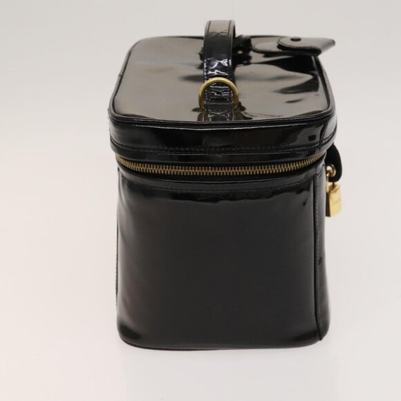 CHANEL Vanity Hand Bag Enamel 2way Black Gold CC Auth 130982 - Picture 5 of 16